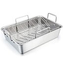 【中古】【輸入品・未使用】TeamFar ローストパン 15インチ Lサイズ 七面鳥ロースター ラザニアパン Vラック&冷却ラックセット ステンレススチール 感...