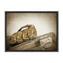 【中古】【輸入品・未使用】DesignOvation Sylvie Vintage Baseball and Glove Framed Canvas Wall ...