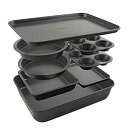 【中古】【輸入品・未使用】Elbee Home ノンスティックアルミメッキスチール 省スペース ベーキングセット 深いローストパン クッキーシート ケーキパン ...