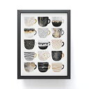 【中古】【輸入品 未使用】Society6 Elisabeth Fredriksson Pretty Coffee Cups 3 Framed Mini Art Print カンマ 4 ダブルクォーテ x 3 ダブルクォーテ カンマ Black 141［並行輸入］