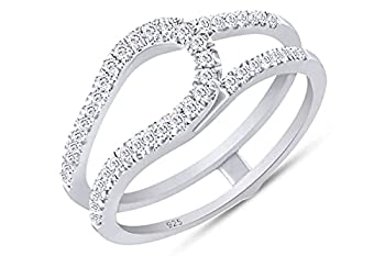 【中古】【輸入品・未使用】AFFY 0.33カラット ラウンド スパークリング ホワイト キュービックジルコニア カーブエンハンサー ガードリング 925スターリングシルバー