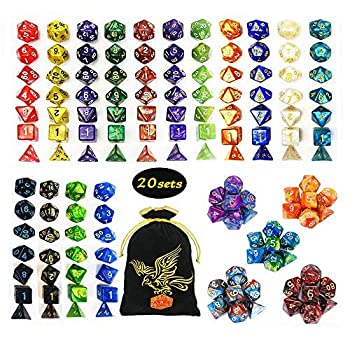 【中古】【輸入品・未使用】QMAY DND Dice Set%カンマ% 140PCS Polyhedral Game Dice%カンマ% 20 Color Double-Colors DND Dice Role Playing Dice for Dungeon and Dragons DND R