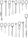 【中古】【輸入品・未使用】16ピース フープ ダングル イヤリング ダングル ヒンジ フープ イヤリング ステンレススチール イヤリング ロング チェーン ペンダント イヤリン