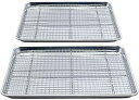 【中古】【輸入品・未使用】Checkered Chef ステンレススチール ベーキングシート ラック付き ツインセット 丈夫なハーフシートパン 2枚 オーブン対...