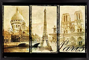 【中古】【輸入品 未使用】Trends International Paris Wall Poster カンマ 14.725 ダブルクォーテ x 22.375 ダブルクォーテ カンマ Black Framed Version 141［並行輸入］