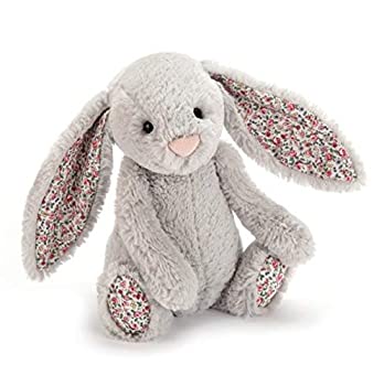 【中古】【輸入品・未使用】Jellycat (ジェリーキャット) ふわふわ うさぎ (Blossom Bunny ) ぬいぐるみ　(シルバー×ピンクフラワー) (18cm) [並行輸入品]