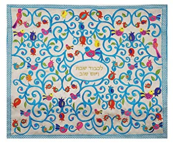 【中古】【輸入品・未使用】TALISMAN4U シャバットチャラーカバー フル刺繍 花柄 生シルク ジュダイカ ギフト 20 x 17インチ