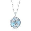 【中古】【輸入品・未使用】天然ラリマーネックレス スターリングシルバー ジェムストーン ペンダント サークル 星魚 波 亀 ヤシの木 上品なネックレス 女性用