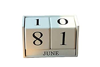 【中古】【輸入品・未使用】RUIKA 選べるカラー カレンダー 卓上 アンティーク 木製 万年日めくりカレンダー (白い) [並行輸入品]