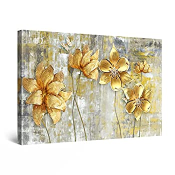 šۡ͢ʡ̤ѡStartonight Canvas Wall Art Decor Golden Flowers Grunge P...