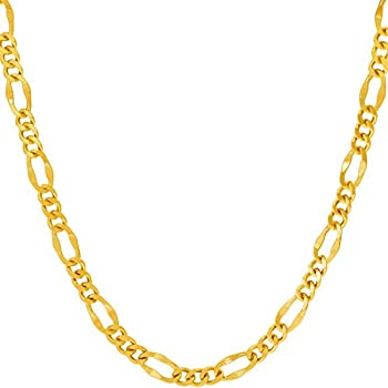 【中古】【輸入品・未使用】LIFETIME JEWELRY 4.5mm ラウンドフィガロチェーンネックレス 男女兼用 24金メッキ ゴールド