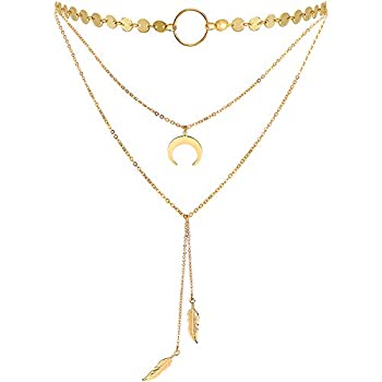 【中古】【輸入品・未使用】Suyi スタイリッシュ レイヤード スパンコール チョーカー ネックレス 細い..