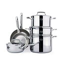 【中古】【輸入品・未使用】SAVEUR SELECTS 3層ステンレススチール調理器具10点セット 必需鍋とフライパン6個 交換可能な蓋4個 IH対応 食洗機対応 Voyageシリーズ