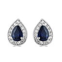 【中古】【輸入品・未使用】Jewelili スターリングシルバー 6x4mm ドロップシェイプ 人工ブルーサファイア スタッドピアス