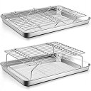【中古】【輸入品・未使用】P&P CHEF ベーキングシート2枚と冷却ラック2枚セット ステンレス製ベーキングパントレイ 積み重ね可能な段ワイヤーラック付き ク...