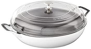 【中古】【輸入品・未使用】Staub 鋳鉄製 3.5クォート ブレイザー ガラス蓋付き 3.5-qt ホワイト 14813002