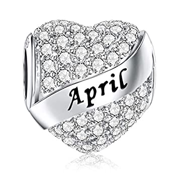 【中古】【輸入品・未使用】4月誕生石チャーム スターリングシルバー Happy Birthday ハートビーズチャーム パンドラブレスレット用 ギフトボックス付...