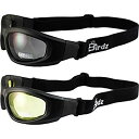 【中古】【輸入品・未使用】Birdz Eyewear Soar 安全パッド入りオートバイゴーグル ブラックフレーム (スモークとイエロー) 2組