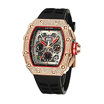 楽天スカイマーケットプラス【中古】【輸入品・未使用】メンズ キラキラ パンク クロノグラフ 腕時計 アイスアウト ダイヤモンド デザイナーウォッチ ユニークなファッションスタイル クォーツ スポー