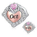 【中古】【輸入品・未使用】FOREVER QUEEN 誕生石チャーム ブレスレット用 925スターリングシルバー ローズゴールド 妻 ハート ラブ ローズ フラ...