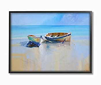 šۡ͢ʡ̤ѡStupell Industries Two Row Boats at The Shining Shore Painting Black Framed Wall Art%% 24 x 30%% Multi-Color ʥƥ꡼: ݥ