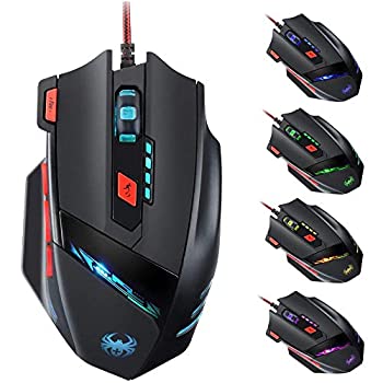 【中古】【輸入品・未使用】Zelotes ゲーミングマウス 有線 9200DPI 8ボタン エルゴノミックゲームコンピュータマウス USB RGB PCゲーミングマウス ブラック