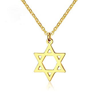 Cubic Zirconia - 【中古】【輸入品・未使用】AILUOR 18Kゴールドメッキ メガンダビデの星 ペンダントネックレス 6つのポインテッドミーガンスター ユダヤ人 イスラエルジュエリー レディース