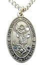 【中古】【輸入品・未使用】Saint Michaelピューターメダル楕円形ペンダント1インチon 24インチステンレススチールチェーンギフト