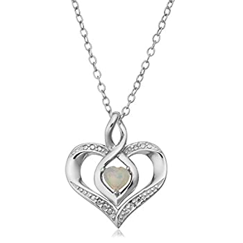 Other - 【中古】【輸入品・未使用】Kooljewelry スターリングシルバー ダイヤモンド アクセント 誕生石 ハートペンダントネックレス (18インチ) シルバー