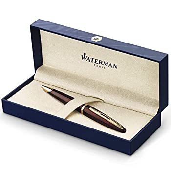 yÁzyAiEgpzWaterman Carene Gift Box includes Medium Nib Gold Trim Ball Pen - Amber Lacquer/ Blue - Refill {[y (sAi)