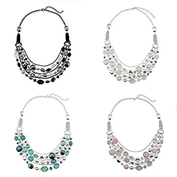 【中古】【輸入品・未使用】(061) - BOCAR Newest Multilayer Chain Crystal Coloured Glaze Statement Women Necklace
