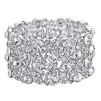 【中古】【輸入品・未使用】briloveレディース結婚式ブライダルクリスタルクラスタテニスストレッチブレスレット