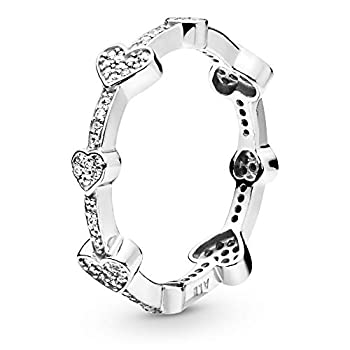 【中古】【輸入品・未使用】Pandora Jewelry 魅力的なハート キュービックジルコニア リング スターリングシルバー サイズ4.5