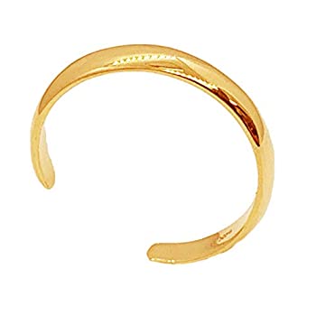 yÁzyAiEgpz10K Yellow Gold Plain Shiny Toe Ring Body Art Adjustable