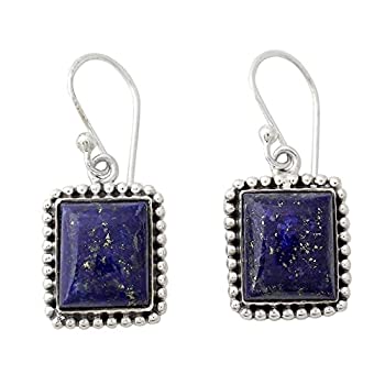 【中古】【輸入品・未使用】NOVICA ラピスラズリ .925スターリングシルバー 長方形ダングルピアス 「Good Will Spirit」