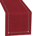 【中古】【輸入品・未使用】(36cm x 300cm%カンマ% Cranberry) - Handmade Hemstitched Polyester Rectangle Table Runners And Dresser Scarves%カンマ% Cranberry 36cm x 300cm