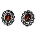【中古】【輸入品・未使用】NOVICA (ノヴィカ) ガーネットとマーカサイト .925スターリングシルバー フラワースタッド ボタンイヤリング レッド 蓮の花%カンマ% スターリングシ