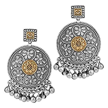 【中古】【輸入品・未使用】Aheli ボヘミアン デュアルトーン いぶし仕上げダングルピアス ビーズタッ..