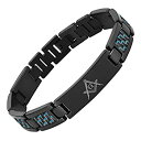【中古】【輸入品・未使用】MasonicMan フリーメイソンブレスレット ブラックチタン ブルーカーボンファイバー調整ツールとギフトボックス付き