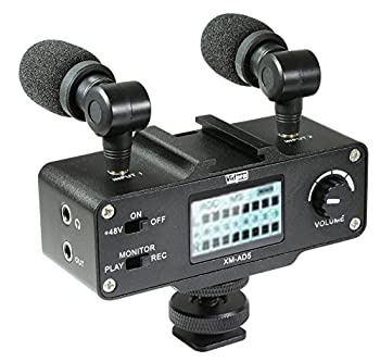 Vidpro XM-AD5 ミニプリアンプ スマートミキサー デュアルコンデンサーマイク付き デジタル一眼レフカメラ スマートフォン用