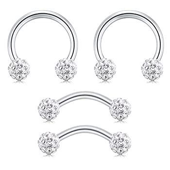 【中古】【輸入品・未使用】AVYRING 16G デイスロックピアス ステンレススチール クリスタルボール 軟骨 ヘリックス ピアス リング ジュエリー