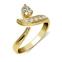 【中古】【輸入品・未使用】JewelryWeb ソリッド10K イエローまたはホワイトゴールド 調節可能 モダン バイパス キュービックジルコニア トウリング ...
