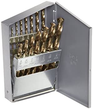 Chicago Latrobe 550 Series Cobalt Steel Jobber Length Drill Bit Set with Metal Case%カンマ% Gold Oxide Finish%カンマ% 135 Degree Split Point%
