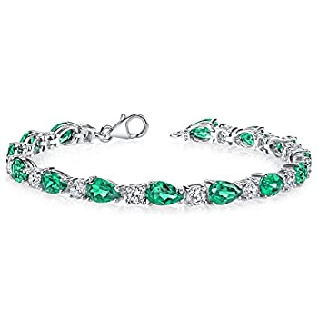 【中古】【輸入品・未使用】13.00カラットペアシェイプシミュレートエメラルドブレスレットスターリングシルバー製ロジウムニッケル仕上げ