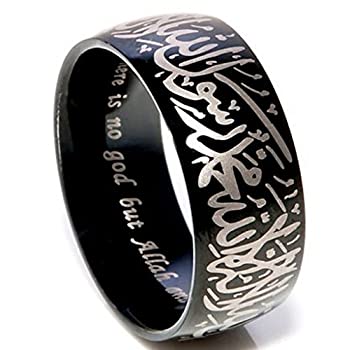 【中古】【輸入品・未使用】Jude Jewelers 8mm ブラック ステンレススチール イスラム教 イスラム教 シャハーダリング ブラック
