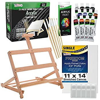 【中古】【輸入品 未使用】US Art Supply 21pc Acrylic Painting Table Easel Set with, Acrylic Paint,11inch x 14inch Canvas,Palette,6 Brushes by