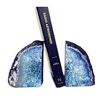 楽天スカイマーケットプラス【中古】【輸入品・未使用】（1.4-1.8kg％カンマ％ Blue） - Decorative Bookends Agate Book Holder for Office Decorate and Home Dyed Blue 1.4-1.8kg