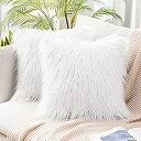 【中古】【輸入品 未使用】(46cm x 46cm カンマ set of 2 カンマ Fur White) - Pack of 2 カンマ Miulee Decorative New Luxury Series Merino Style White Fur Throw Pillow Case