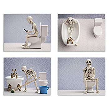 【中古】【輸入品・未使用】Skeleton Bathroom Prints - Funny Hipster Skull and Bones Wall Art Decor - Set of 4 (8 x 10) Photos 【中古】【輸入品・未使用】Skeleton Bathroom Prints - Funny Hipster Skull and Bones Wall Art Decor - Set of 4 (8 x 10) Photos