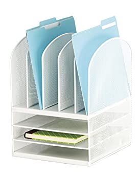 Safco Products 3266WH Onyx Mesh Desktop Organizer with 5 Vertical/3 Horizontal Sections%カンマ% White by Safco Products 